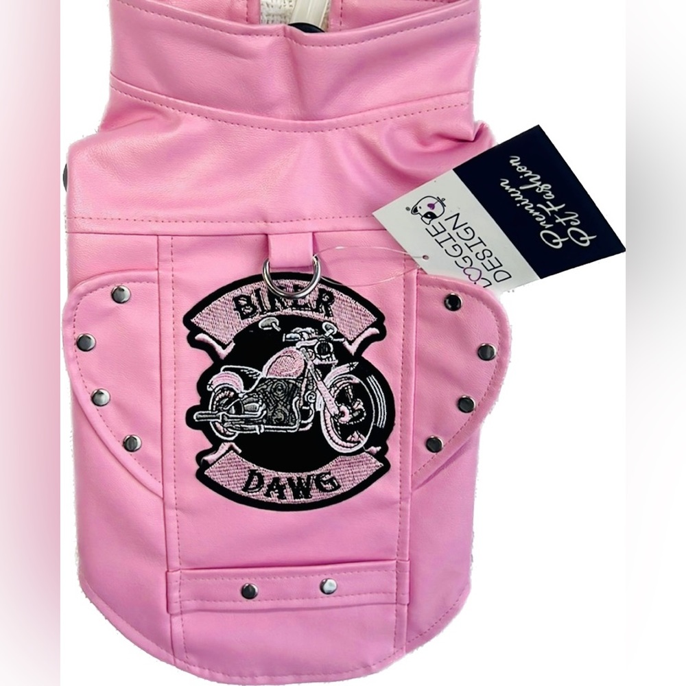 NWT Doggie Design Faux Leather Biker Dawg Jacket Harness